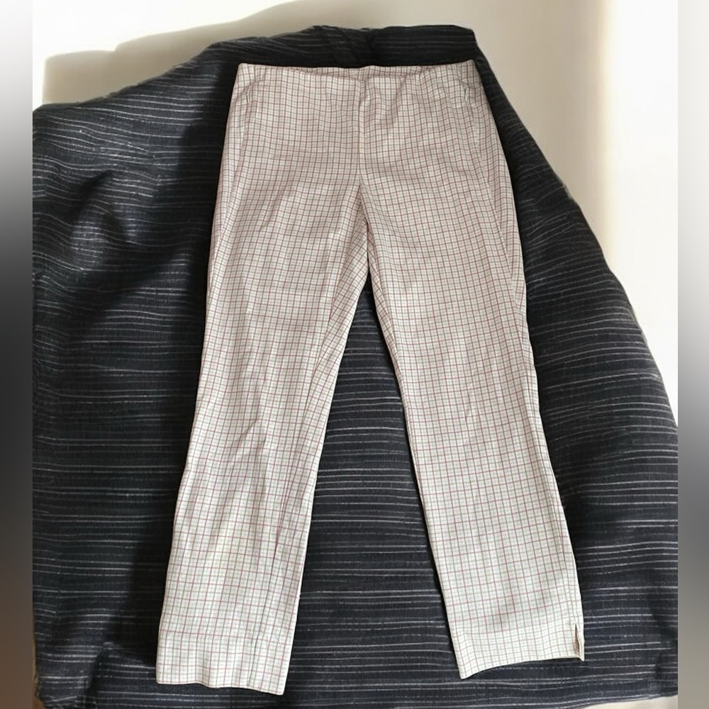 🌟 J. Jill Cotton stretch Pants Cream Tan, White Baby Pink comfy striped pants - Picture 1 of 14